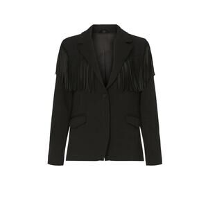 NWT Blank NYC Show Stopper Black Crepe Fringe Blazer Small MSRP $139